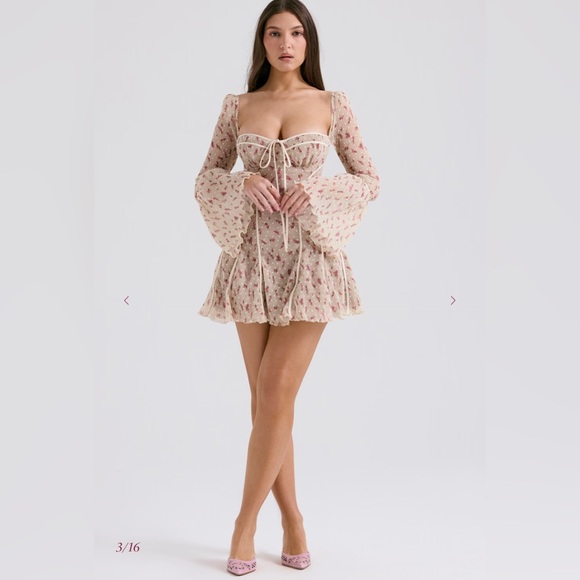 ANALISSA
Vintage Cream Rose Print Corset Mini Dress - Picture 3 of 11